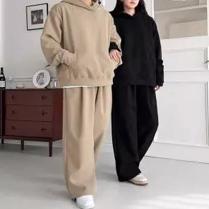 [골드스마일]여성 겨울 코듀로이 골덴 양털 후드 핀턱팬츠 세트