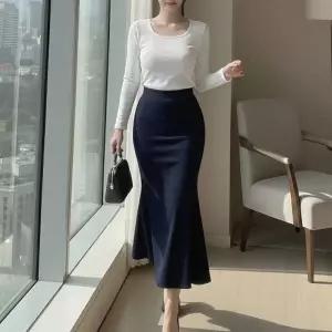 [다잇템] 여자 가을겨울 보온 인어공주 포근한 롱스커트