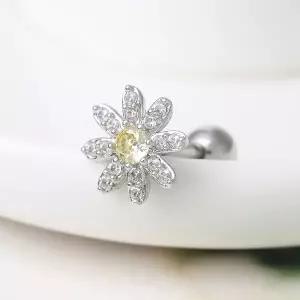 [라울스톤] 큐빅 데이지 꽃 써지컬 스틸 패션 피어싱