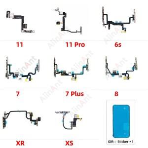스티커가 있는 전원 볼륨 버튼 손전등 플렉스 케이블  아이폰호환 11 프로 X XR Xs 맥스 5s SE 6s 7 8 플러