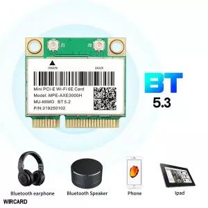 WiFi 6E Bluetooth 5.3 미니 소형 PCI-E Wifi 카드 MPE-AXE3000H 5374Mbps 802.11ax 2.4G/5G/6G 노트북 Win