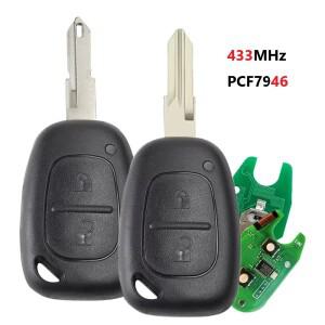 2버튼 433MHz PCF7946 리모컨 자동차 키 르노 캉구 마스터 트래픽 모바노 비바로 프리마스타 인터스타 NE72