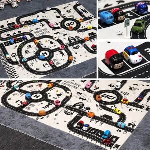 로렌지8358cm/130100cm 도로 매트 어린이 교통 차량 지도 교육용 장난감 플라스틱 카펫 놀이매트 도시 게임