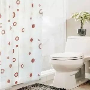 욕실커튼 땡땡이 반투명 샤워 커튼 브라운 소 브라운 반투명 커튼 땡땡이 가림막 방수