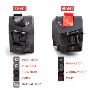 범용 오토바이 제어 스위치 22mm 핸들 바 초크 경적 버튼 회전 신호 라이트 전기 안개 램프