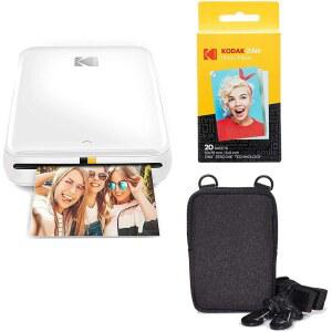 KODAK 스텝 무선 모바일 사진 미니 프린터(흰색) Go 번들