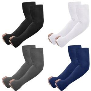 Newbyinn UV 자외선 차단 팔 슬리브, 엄지 구멍 포함, 남성 여성 청소년용, 타투 커버용 쿨링 중간 압박