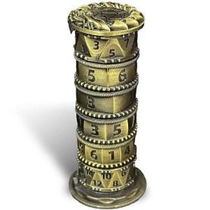 호칸트 파고다 주사위 스피너 7 in 1 DND 세트, 메탈 D&D 유니크 룰렛 주사위, 던전 앤 드래곤즈 RPG 롤플레잉 게임 타워 고대 청동기