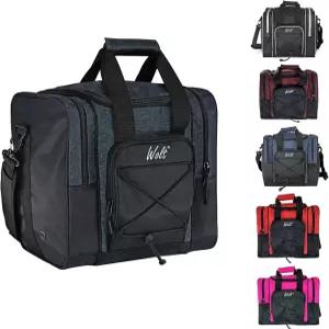 싱글 볼을 위한 WOLT 볼링 볼백 - 패딩 볼 홀더가 있는 토트백 남성 사이즈 14까지의 포켓 핏 볼링화 2종