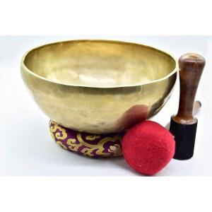 12인치 대형 마스터 힐링 핸드 해머 티베트 노래 그릇 - 명상, 요가, 사운드 배스, 마음챙김, 휴식에 적합 쿠션, 나무 망치 및 드럼스틱 포함