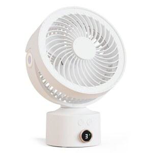 CARONSORT 책상 선풍기 - 침실용 소형 진동 공기 순환기, 3단 속도로 작동하는 충전식 배터리, 미니 9인치 선풍기, 90 조절 가능한 기울기, 저소음 30dB, 흰색