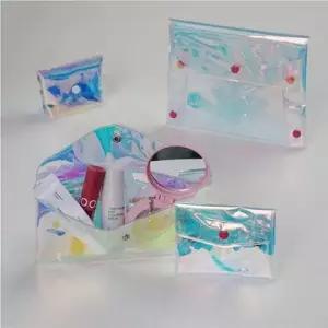 투명 홀로그램 똑딱이 PVC 파우치 동전지갑 WFJX928