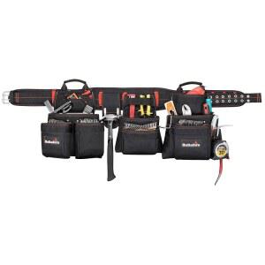 훌타포스 작업 장비 HT5652 프로페셔널 카펜터 콤보 에이프런, 헤비 듀티 탄도 폴리에스터 공구 벨트, 거셋 스타일 전면 포켓, 지퍼 해머 루프 2개, 테이프 클립 홀더