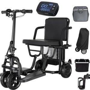 새로운 업그레이드 항공사 승인 모빌리티 스쿠터, 듀얼 프론트 휠 디자인, 오토파일럿 크루즈 컨트롤, 기어 스피드 폴딩 스쿠터 3종, 초경량 시니어, 트래블 3종