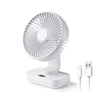 히칼리온 진동 소형 책상 선풍기, USB 충전식 배터리, 울트라 콰이어트, 4단 속도, 13시간 런타임, 월마운트 옵션, 콰이어트 가정, 침실 및 사무실, 흰색