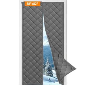자기 단열 도어 커튼, 38인치 x 82인치 크기에 맞는 내구성 있는 옥스포드 원단, 겨울철 보온을 위한 커버, 회색