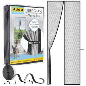 AUGO 마그네틱 유리 디자인 스크린 도어 - 자체 밀봉, 강력한 작업, 핸즈프리 메쉬 파티션으로 버그가 발생하지 않습니다 클로저 특허 출원 중인 Keep Open 기능 38인치 x 97인치