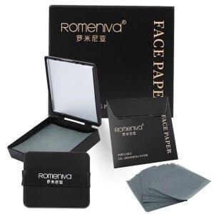 거울과 퍼프로 얼굴용 오일 블로팅 시트 500매 | 지성 피부용 고흡수성 컨트롤 필름 메이크업 친화적이고 천연 리넨 페이퍼 여성, 남성용 이동 중 샤인