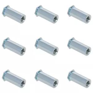 MroMax M4x0.7mm 피치 아연 도금 카본 스틸 헥스 헤드 블라인드 홀 메트릭 셀프 클린칭 스탠드오프 너트