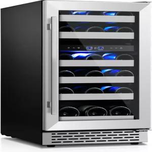 바인콜드 와인 냉장고 프리스탠딩 카운터 아래 15인치 쿨러 28병 내장 듀얼 존 가정 및 주방용 스테인리스