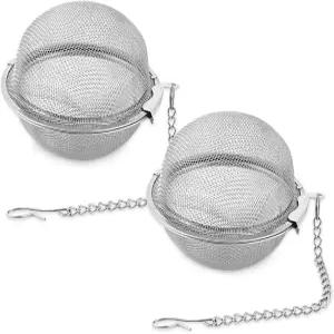 2Pcs 스테인리스 스틸 스트레이너 티볼 직경 2.83인치 실버 파인 메쉬 누수 방지 스타일 차 양조에서