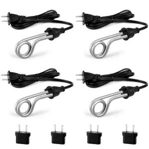 4개의 침지 히터 소형 휴대용 온수기 300w 120 /240v 듀얼 전압 여행용 캠핑 액세서리 커피 티 수프 전기