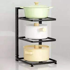 [콩심팥심]WL 잔솔 후라이팬 3단 정리대 접시 그릇 냄비거치대 정리