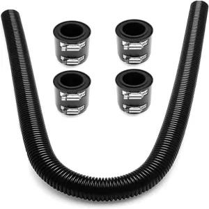 YESHMA 스테인리스 스틸 48인치 라디에이터 호스 유연한 냉각수 유니버설 크롬 캡 4개 포함 블랙