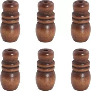 ZZLZX 6PCS 브라운 베네치아 블라인드 코드 손잡이 나무 펜던트 로만 선쉐이드 당김 로프 대나무 롤러 커튼