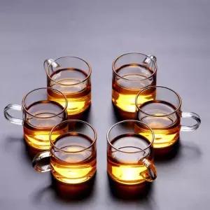 [콩심팥심]내열유리 찻잔 세트 6p 투명 유리컵 손잡이찻잔 허브티잔 머그컵