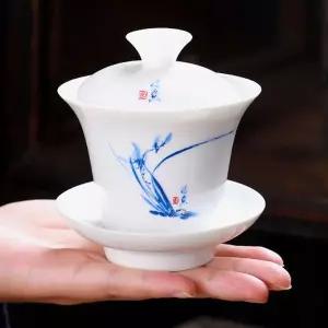 [콩심팥심]도자기 개완 백자 차 진저 다기 개완 보듬이찻잔 도자기다관 개합잔