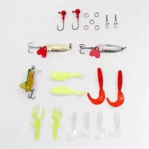 미끼 루어낚시 세트 스푼 메뚜기 그럽웜 하드베이트 스플릿링