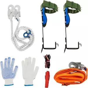 루누마오스 나무 등반 스파이크 세트 조정 가능한 로프 클라이머가 있는 폴 클라이밍 스퍼스 안전 벨트 발