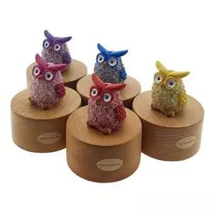 회전 HYW815C3 오르골 소형 부엉이 색상랜덤 4곡 중 선택1