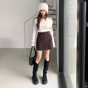 [옷자락]여성 따뜻한 가을 겨울 골덴 미니스커트 바지