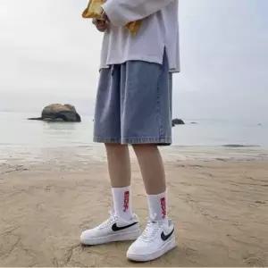 데님 와이드 밴딩 5부 청반바지 버뮤다 팬츠 반바지