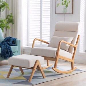 북유럽 패브릭 흔들의자 락킹의자 안락 1인용 스툴 안락의자 1 수유 릴렉스