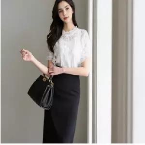 여성블라우스 55 66사이즈 캐미솔 반팔 레이스 시스루블라우스 정장 사무실 하객룩