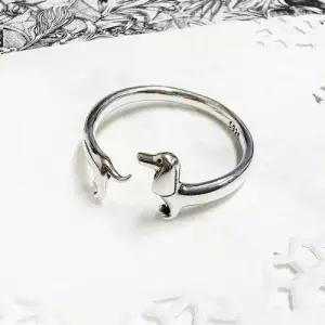 전체925실버 쁘띠닥스훈트 순은반지 오픈링프리사이즈 WBB72E3