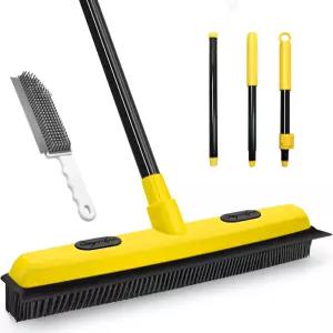 스퀴지가 있는 돌란엑스 고무 빗자루 반려동물 제모 52.8인치 길이 손잡이 플러프 카펫 창문 타일 원목