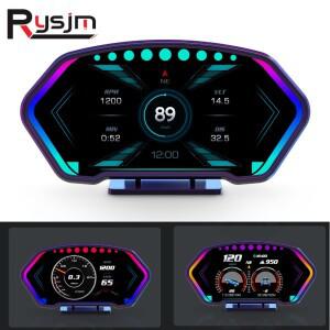 36 기능 P3 HUD OBD + GPS 듀얼 시스템 자동차 헤드 업 디스플레이 속도계 타코미터 슬로프 미터 수온 알람