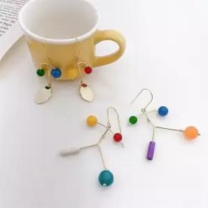 [토끼귀상점] 알록달록 컬러 원석 유니크 패션귀걸이