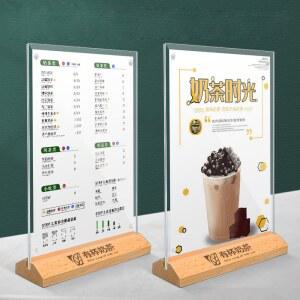 호환 A4 아크릴 스탠딩 보드 L자형 나무 테이블 카드 홀더 보드 데스크탑 T자형 테이블 카드 다이닝 보드