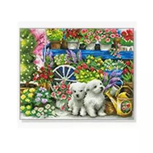 (색상 단품)EAS DIY 풍경 꽃수 놓기 강아지 그림 수예 패키지 40X50