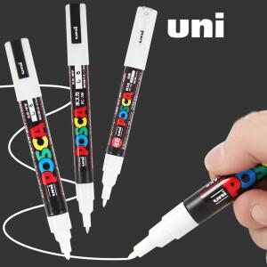 UNI Posca 아크릴 흰색 형광펜 펜 마커 PC1M/3M/5M/8K/17K 유리  플라스틱  금속  목재  도마그네틱 용 페