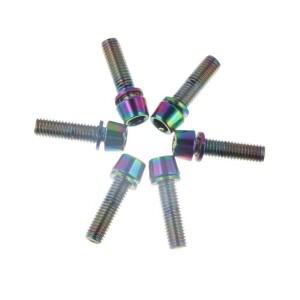 6PCS M5 x 18mm 자전거 줄기 볼트 티타늄 도금 내식성 라이저 나사 꽉 스레드 7 색
