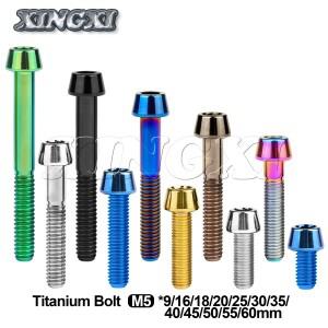 Xingxi 티타늄 티 볼트 M5x9 16 18 20 25 30 35 40 45 50 55 60mm 테이퍼 헤드 나사 자전거 줄기 시트 포스