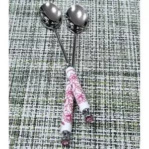 수저 592LVN16 숟가락 디저트 커피 티스푼 머들러 핑크 1P