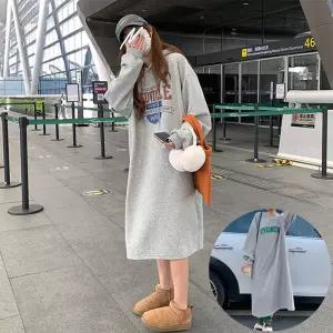 [로즈엘리]오버핏 레터링 긴팔 롱원피스 맨투맨 후드 2종 택1 2026