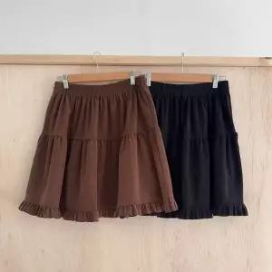 [옷자락]여성용 겨울 프릴 캉캉 코듀로이 플레어 스커트 빅사이즈